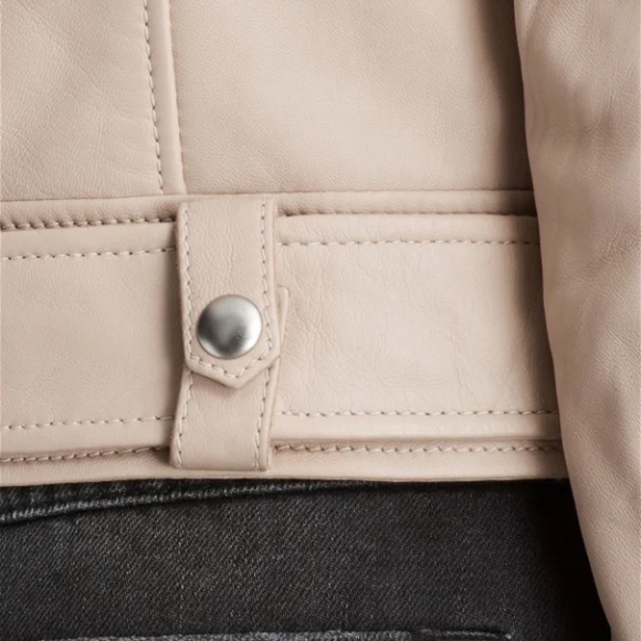 All Saints Cole Biker Leather Jacket - Sand (US 6) - Picture 7 of 8